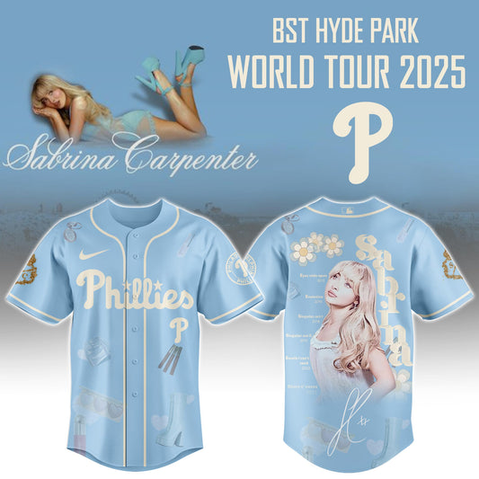 P Phillies x Sabrina Carpenter "Short n’ Sweet Tour" Jersey Editions Limited +Selling Out Fast