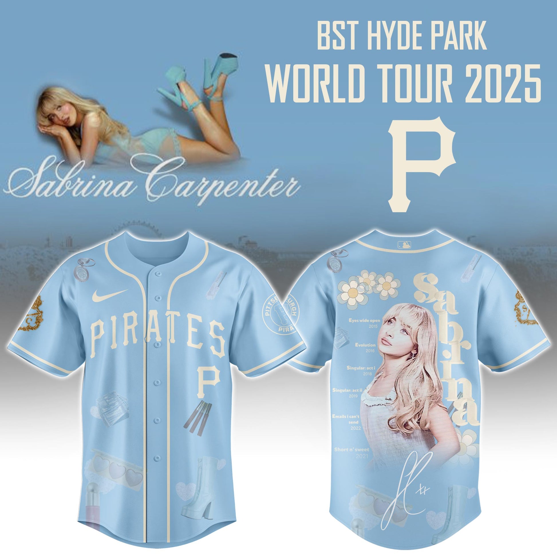 P Pirates x Sabrina Carpenter "Short n’ Sweet Tour" Jersey Editions Limited +Selling Out Fast