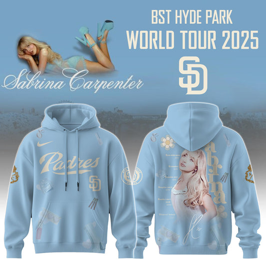 S D Padres x Sabrina Carpenter “Short n’ Sweet Tour” Hoodie Editions Limited +Selling Out Fast
