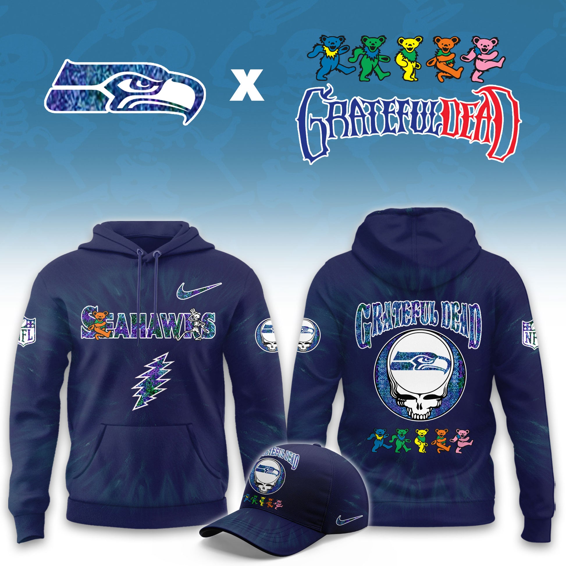 _Seattle Seahawks Grateful Dead Limited Hoodie