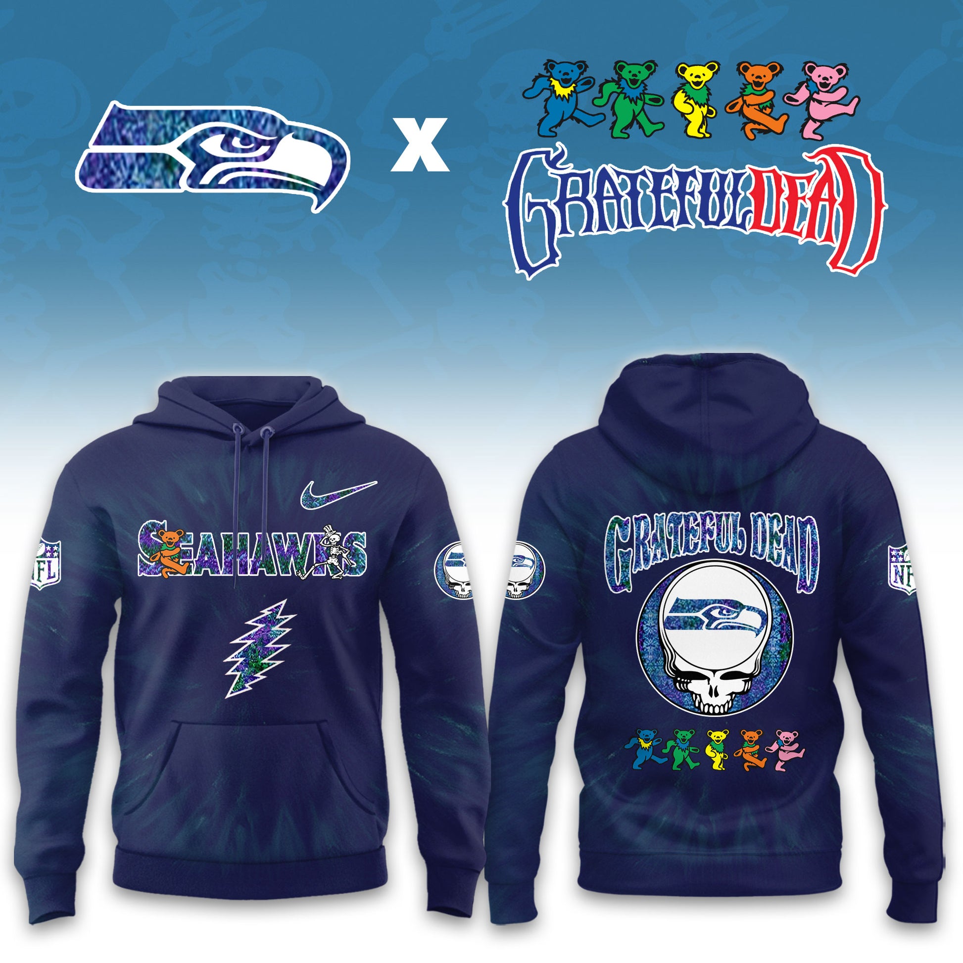 _Seattle Seahawks Grateful Dead Limited Hoodie