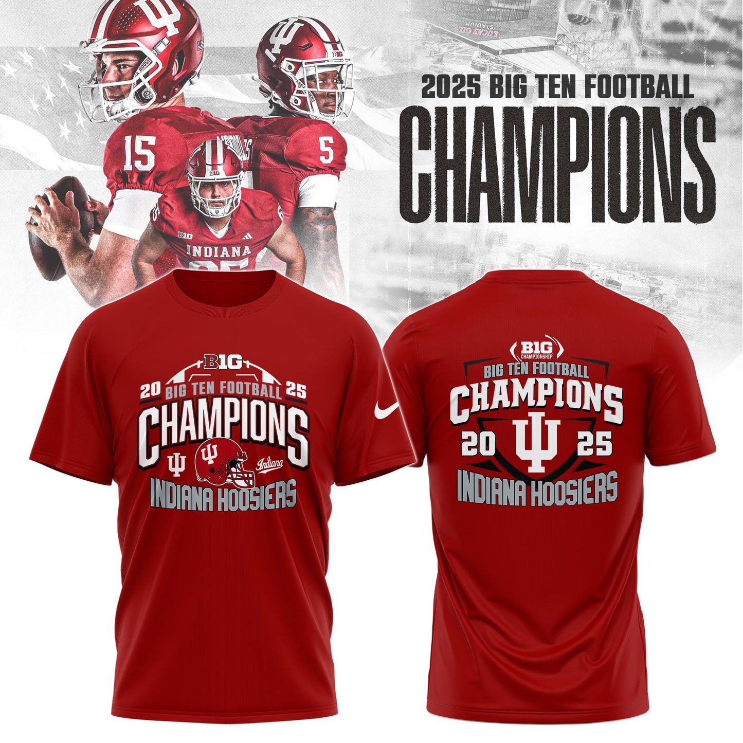IU 2025 Big Ten Football Conference Champions T-Shirt Limited Edition