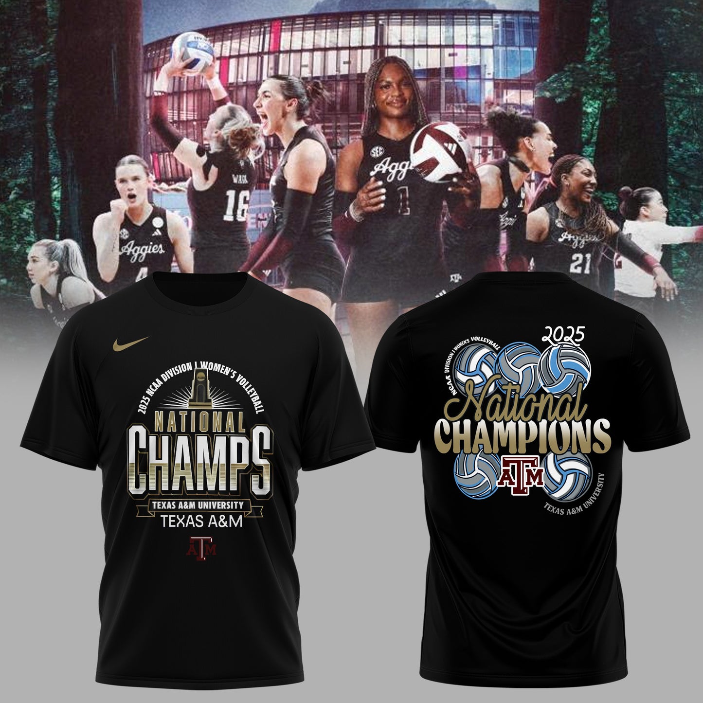 2025 National Champions – Texas A&M Women’s Volleyball Tee