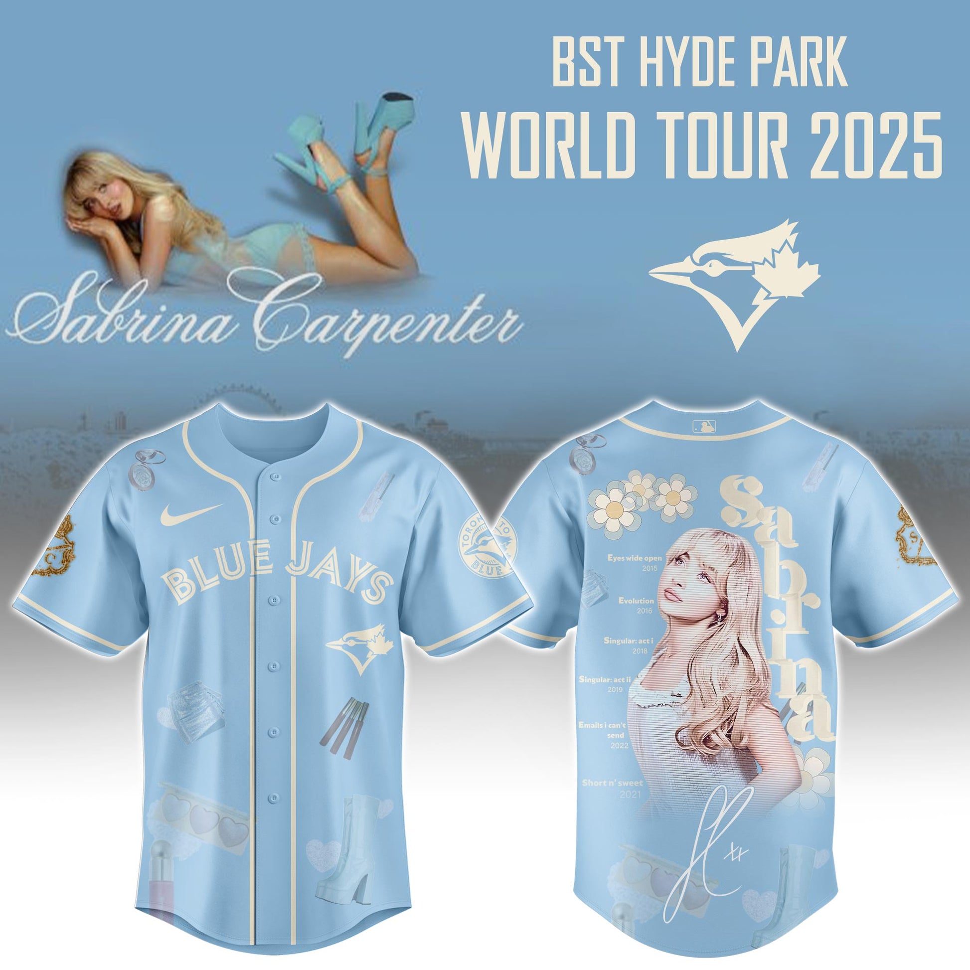 Toronto B Jays x Sabrina Carpenter "Short n’ Sweet Tour" Jersey Editions Limited +Selling Out Fast