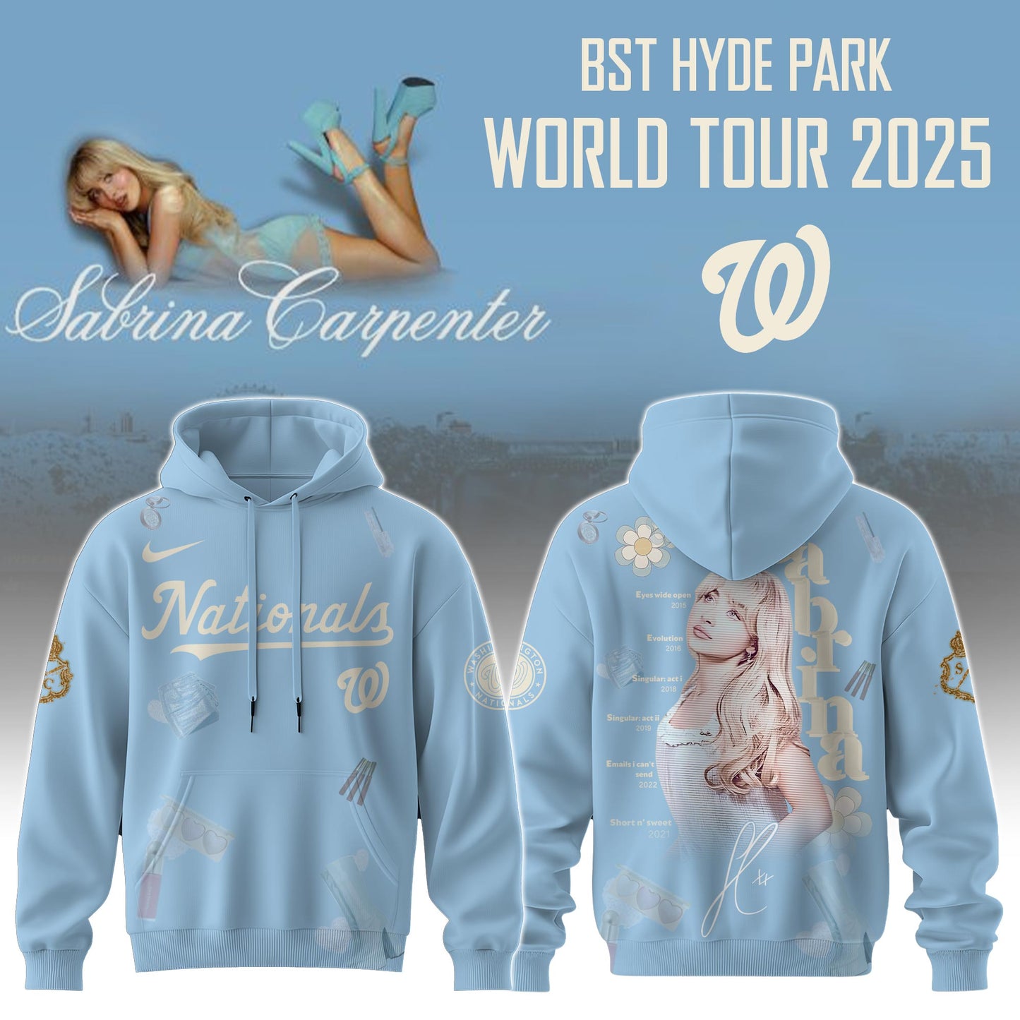 W Nationals x Sabrina Carpenter “Short n’ Sweet Tour” Hoodie Editions Limited +Selling Out Fast