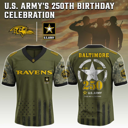 Baltimore Ravens x U.S. ARMY'S 250TH Birthday Special Edition Jersey - Tycheco