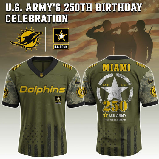 Miami Dolphins x U.S. ARMY'S 250TH Birthday Special Edition Jersey - Tycheco