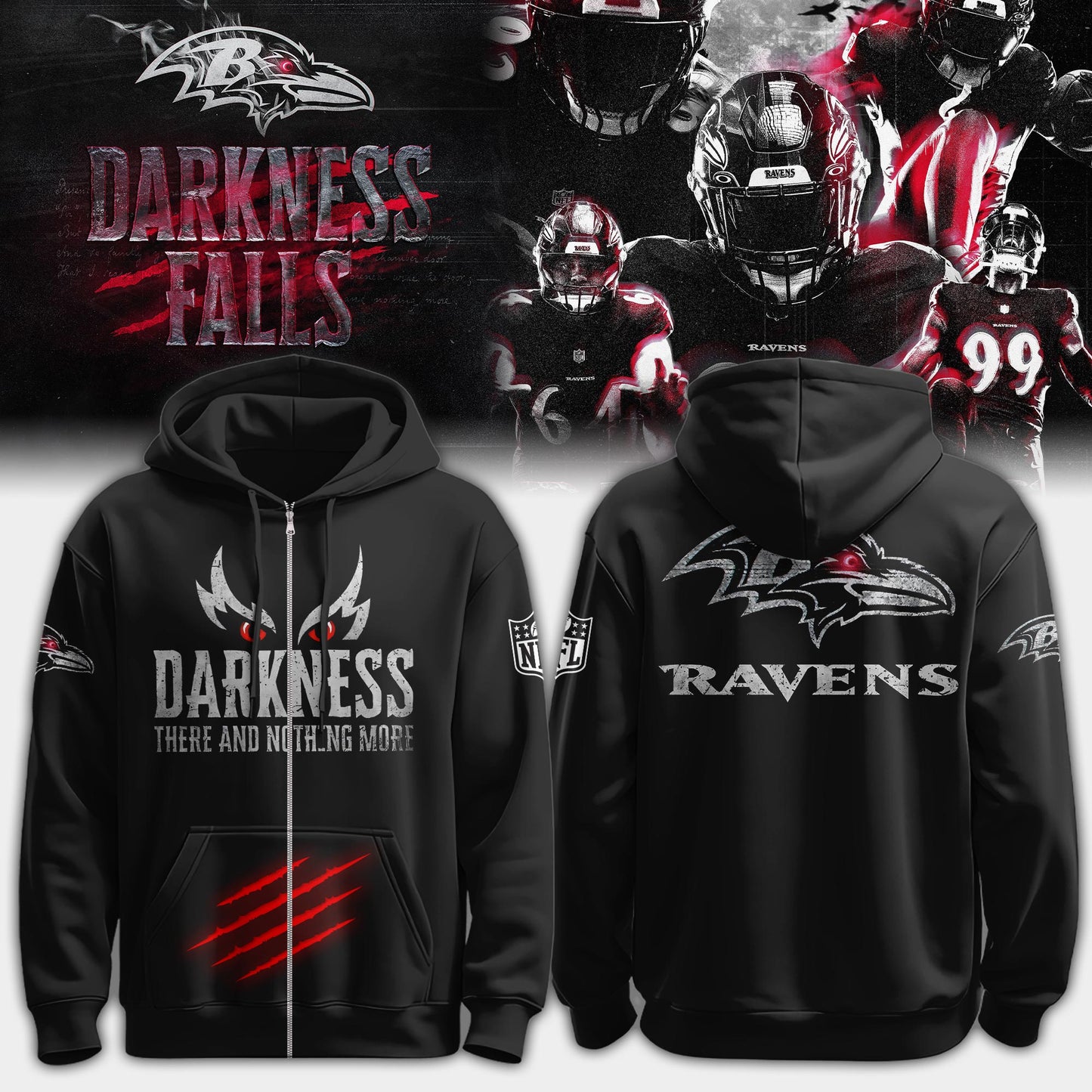 Ravens All-Black Darkness Zip Hoodie
