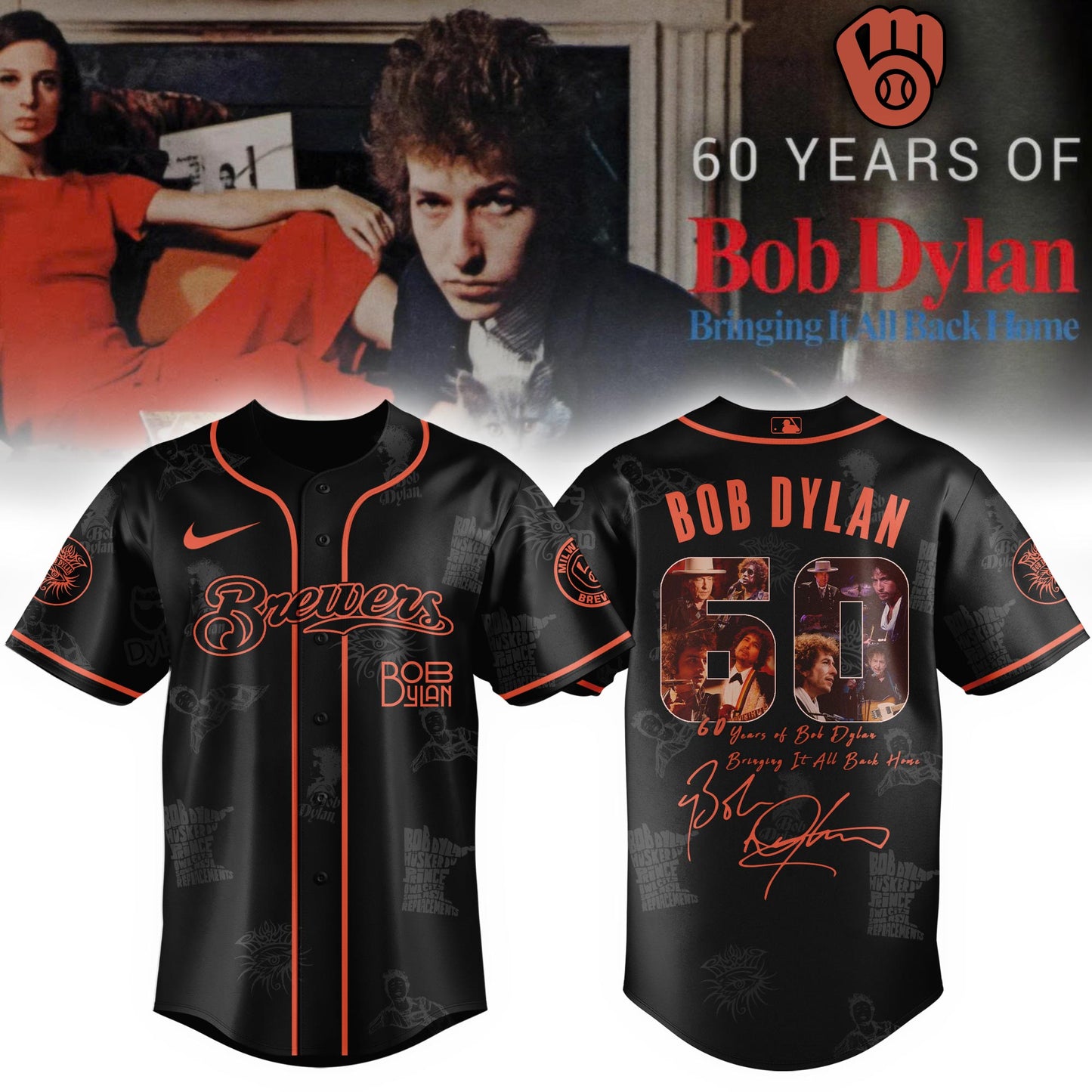 M Brewers x Bob Dylan 60th Bringing It All Back Home (1965–2025) Jersey Editions Limited +Selling Out Fast
