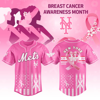 New York Mets x Breast Cancer Awareness Month-3D Baseball Jersey