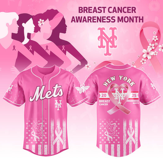New York Mets x Breast Cancer Awareness Month-3D Baseball Jersey