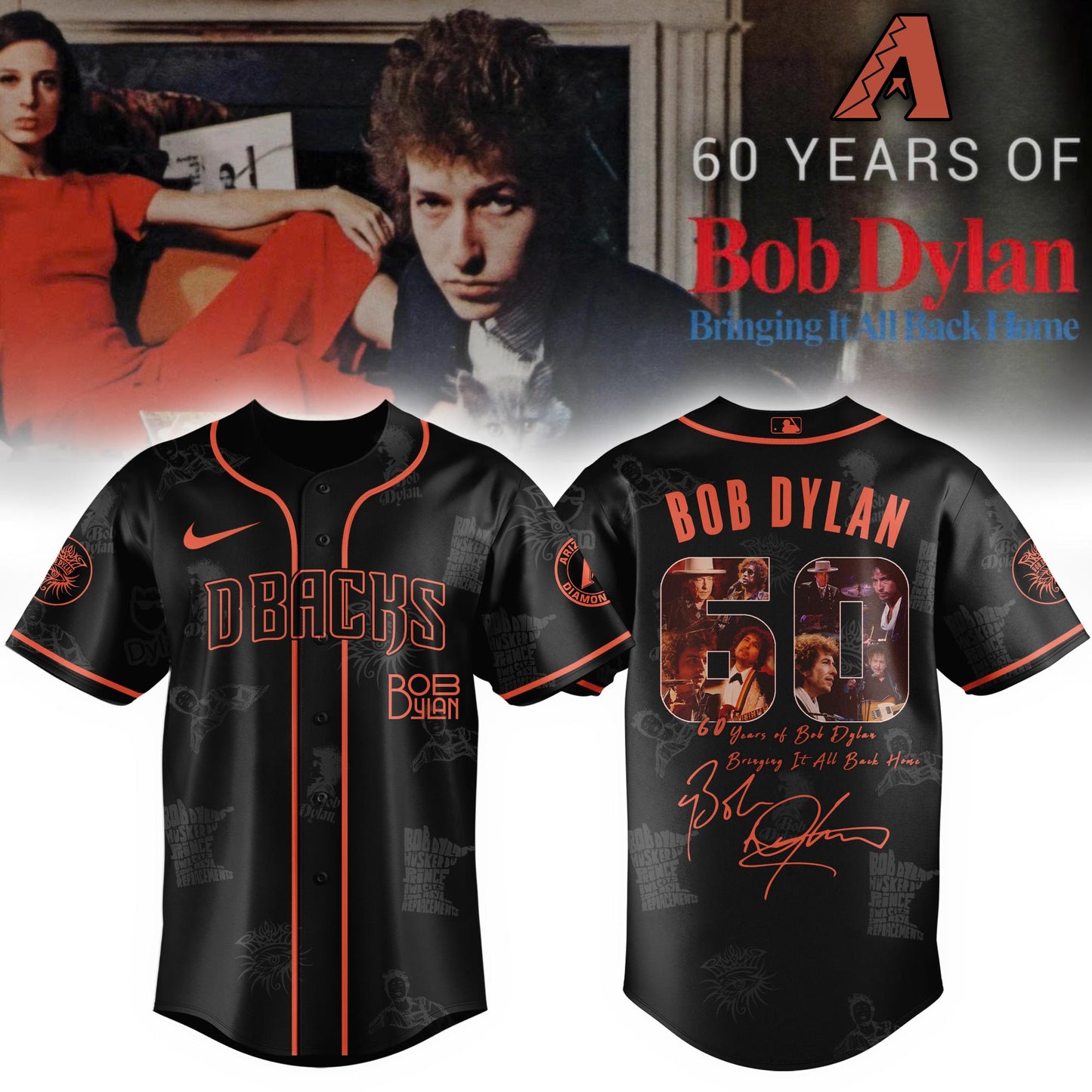 A Diamondbacks x Bob Dylan 60th Bringing It All Back Home (1965–2025) Jersey Editions Limited +Selling Out Fast