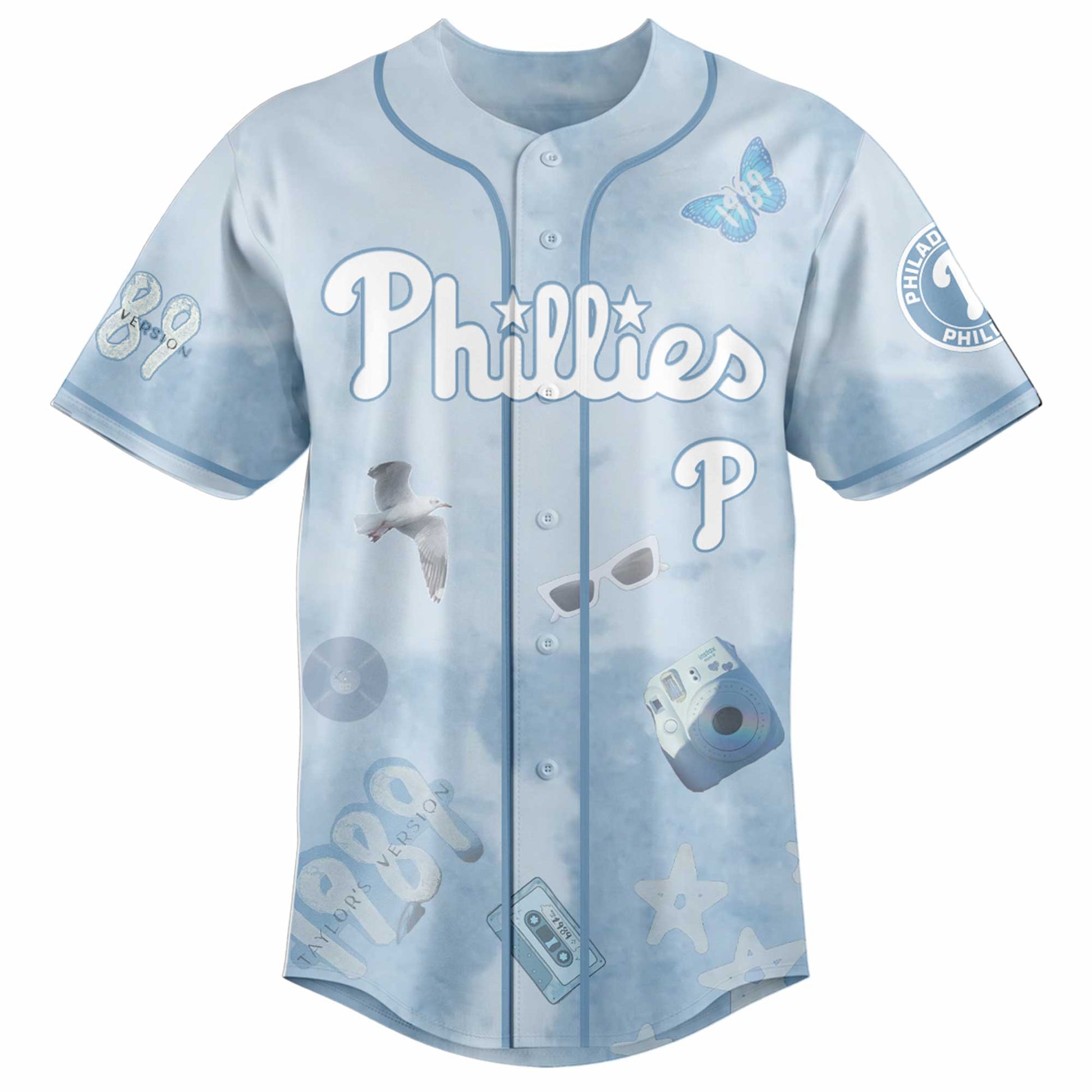 PHI 1989 Sky Blue Baseball Jersey