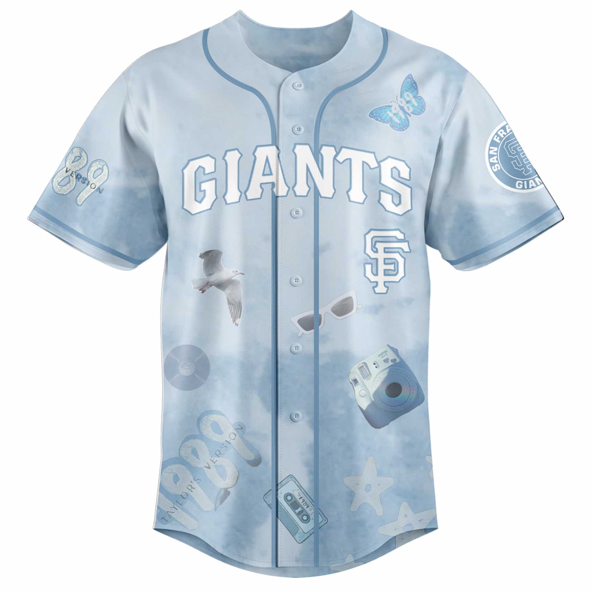 SF 1989 Sky Blue Baseball Jersey