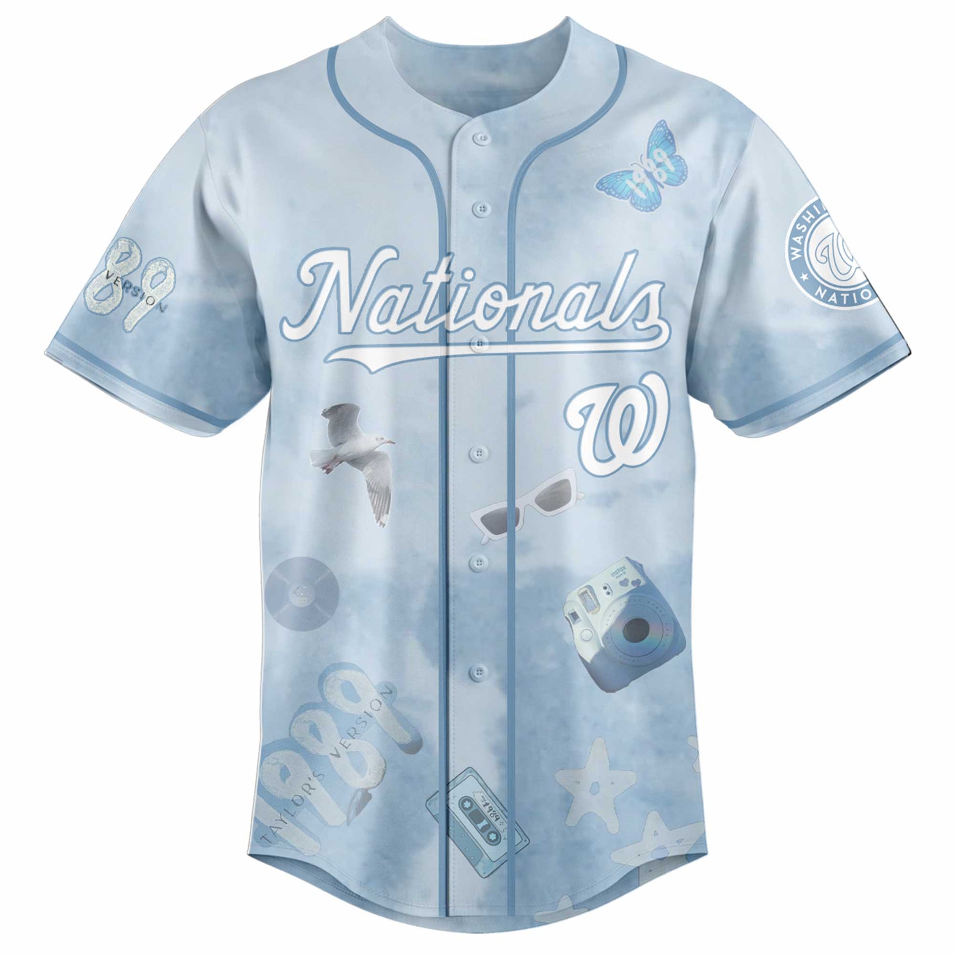 WSH 1989 Sky Blue Baseball Jersey