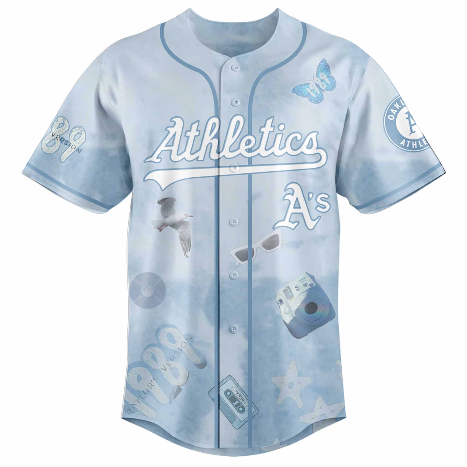 OAK 1989 Sky Blue Baseball Jersey