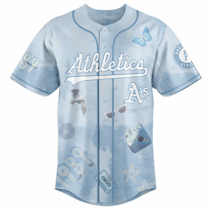OAK 1989 Sky Blue Baseball Jersey