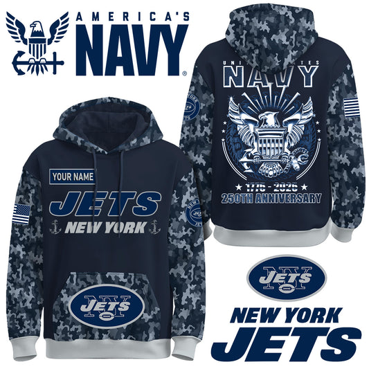 New York Jets x U.S Navy 250th Birthday Anniversary-3D Unisex Hoodie
