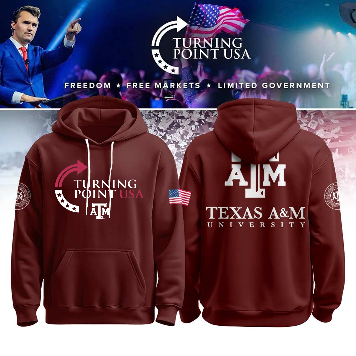 Limited Edition Texas A&M University x Turning Point USA Hoodie
