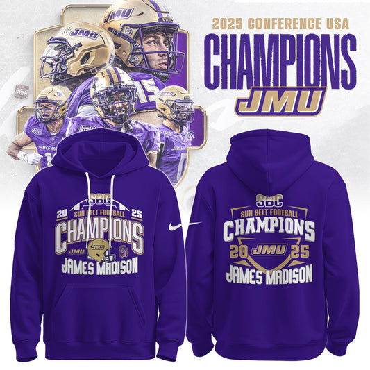 .JMU 2025 Sun Belt Football Champions Hoodie Limited Edition