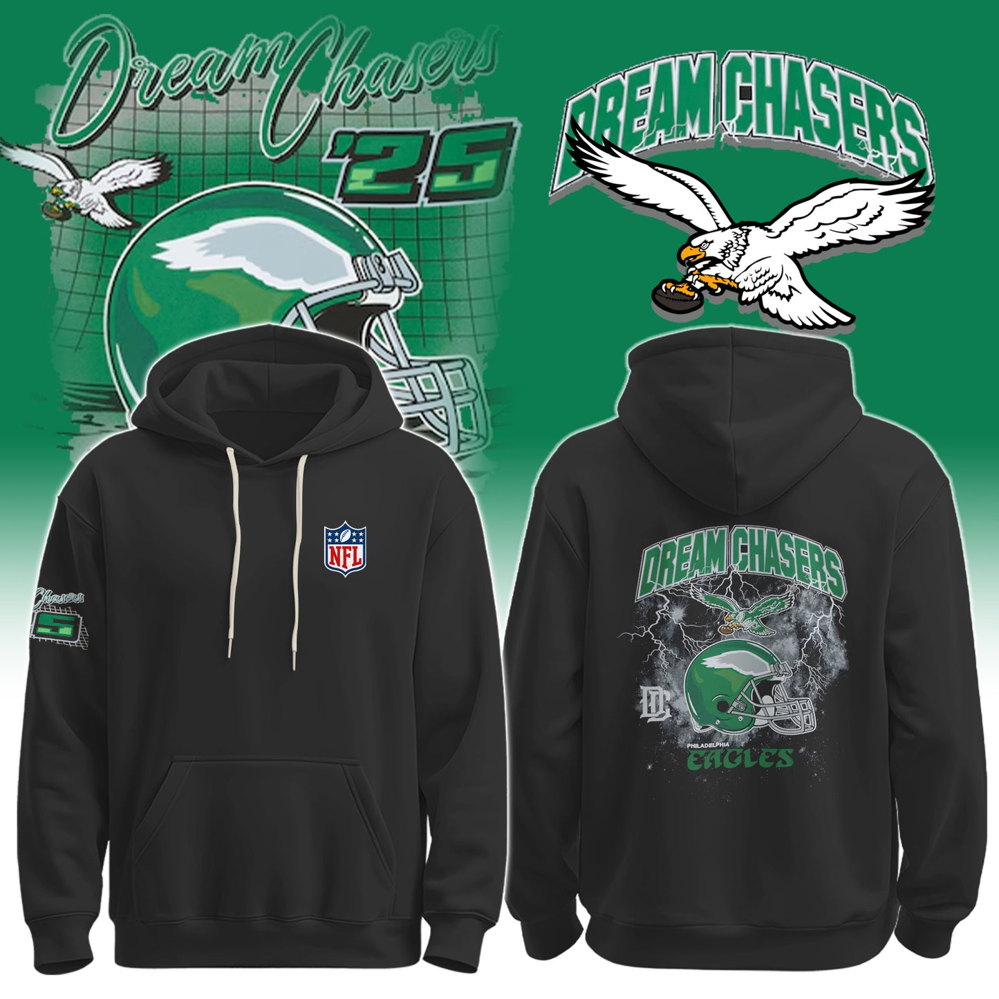 .PHI x Chase the Dream Black Lightning Hoodie