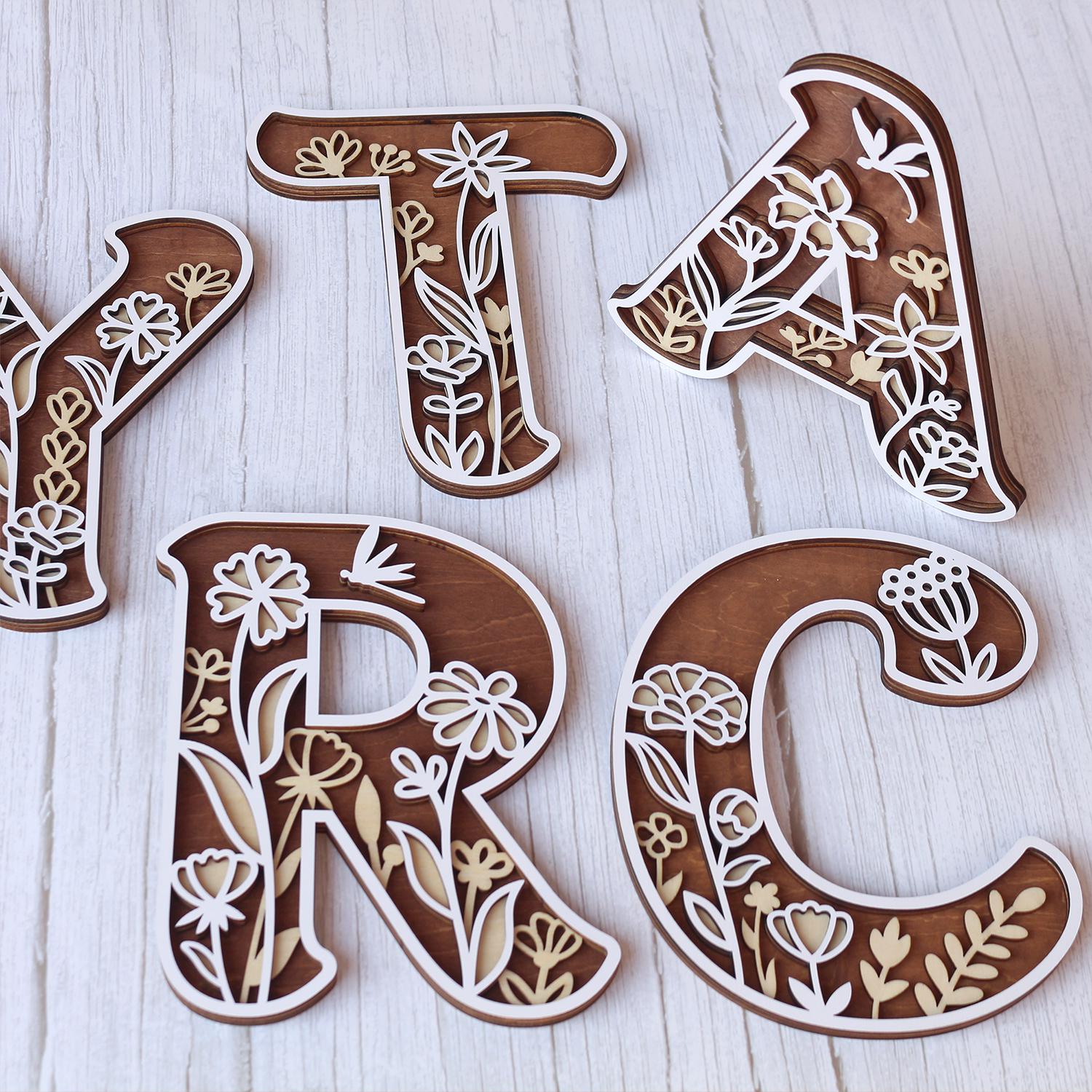 Wildflower Nursery Name Sign - Floral Wall Letters - 3D Wooden Wall Art - Baby Girl Room Decor - Baby Shower Gift - Baby Girl Gifts