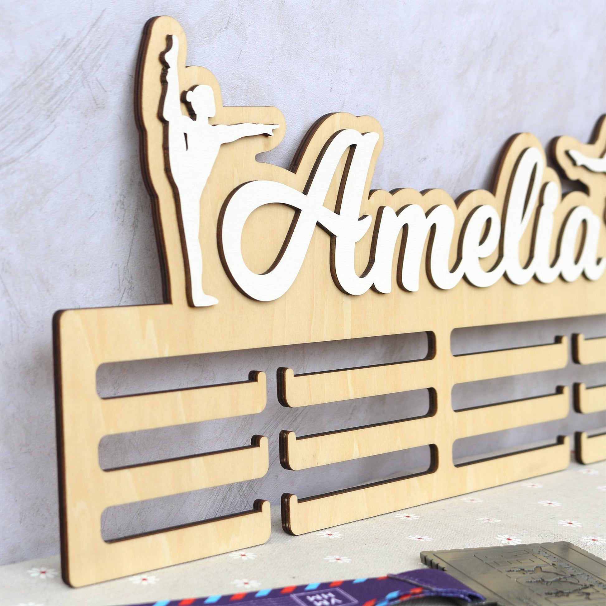 Medal Holder, Gymanstics Medal Hanger, Bedroom Wall Hanging, Medal Display, Bedroom Sign, Bedroom Wall Art, Personalised Sign, Gymnast Sign