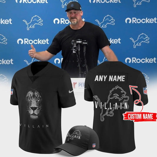Dan Campbell Detroit Lions Villain 2025 Limited Football Jersey Black V4