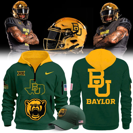 Men's Chrome Era Baylor Football New Hoodie Green And Gold 2025