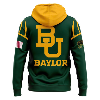Men's Chrome Era Baylor Football Zip Hoodie Green And Gold 2025