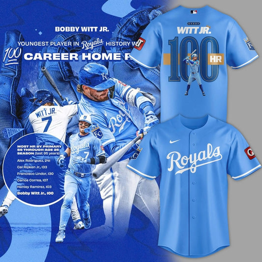 Special Kansas City Royals Bobby Witt Jr. reach 100 homers Jersey