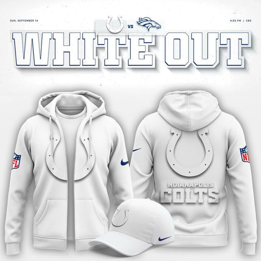 Indianapolis Colts "White Out" Zip Hoodie V1
