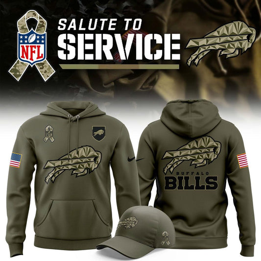 Buffalo Bills Olive 2025 Salute to Service Sideline Standard Issue Hoodie