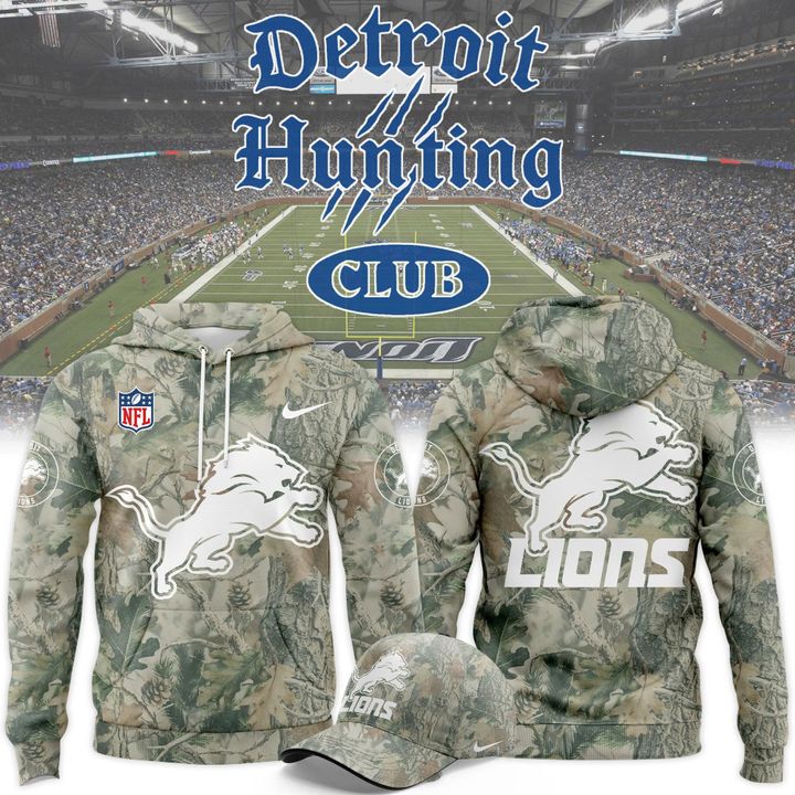 Limited Edition Detroit Lions Hunting New 2025-26 Hoodie