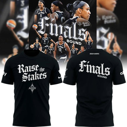 LAS VEGAS ACES RAISE THE STAKES 2025 PLAYOFFS BLACK TEE