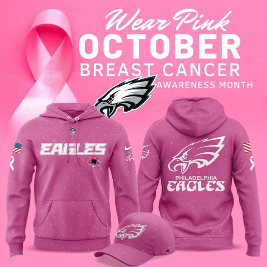 Exclusive Version Philadelphia Eagles Breast Cancer Awareness Hoodie 2025