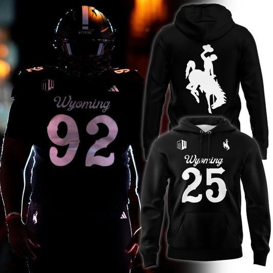 2025 Wyoming Cowboys Dark Mode Black Hoodie