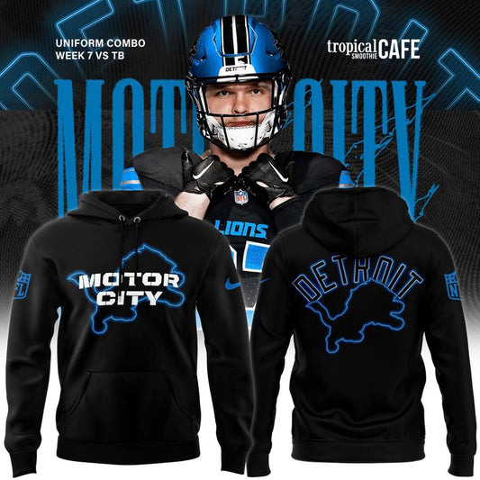 Black Detroit Lions Motor City Pullover Hoodie