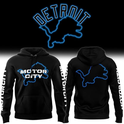 Black Detroit Lions Motor City Pullover Hoodie