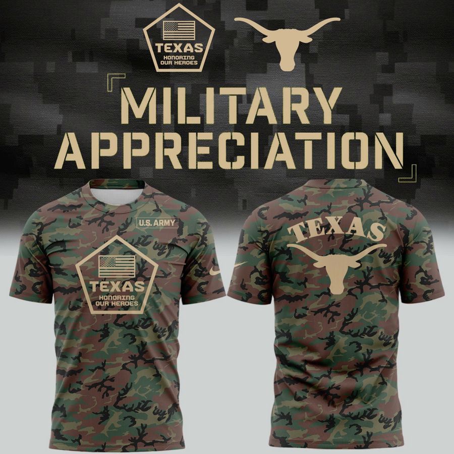 2025 Texas Longhorns Military Appreciation Camo T-Shirt