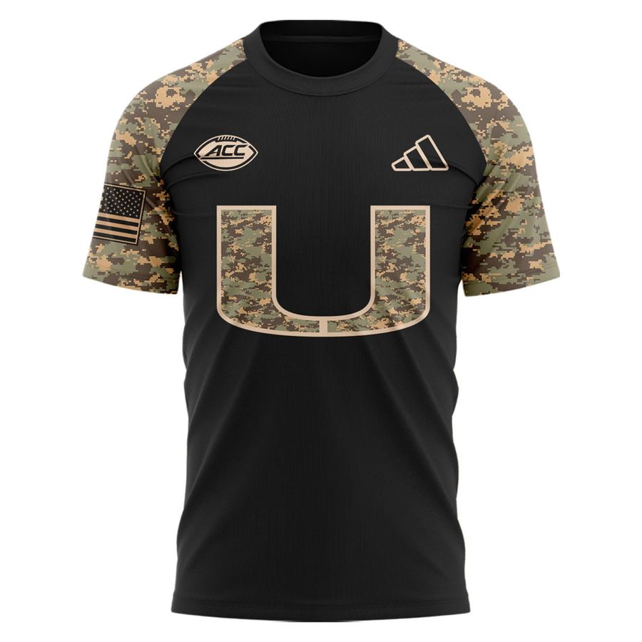 Camo/Black Miami Hurricanes Football T-shirt