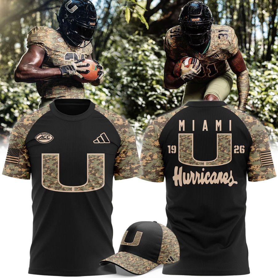 Camo/Black Miami Hurricanes Football T-shirt