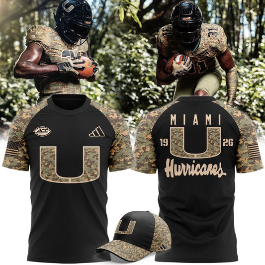 Camo/Black Miami Hurricanes Football T-shirt