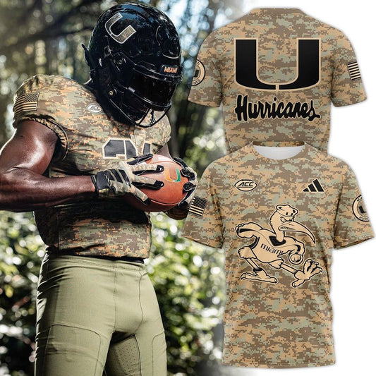 Camo Miami Hurricanes Football T-shirt