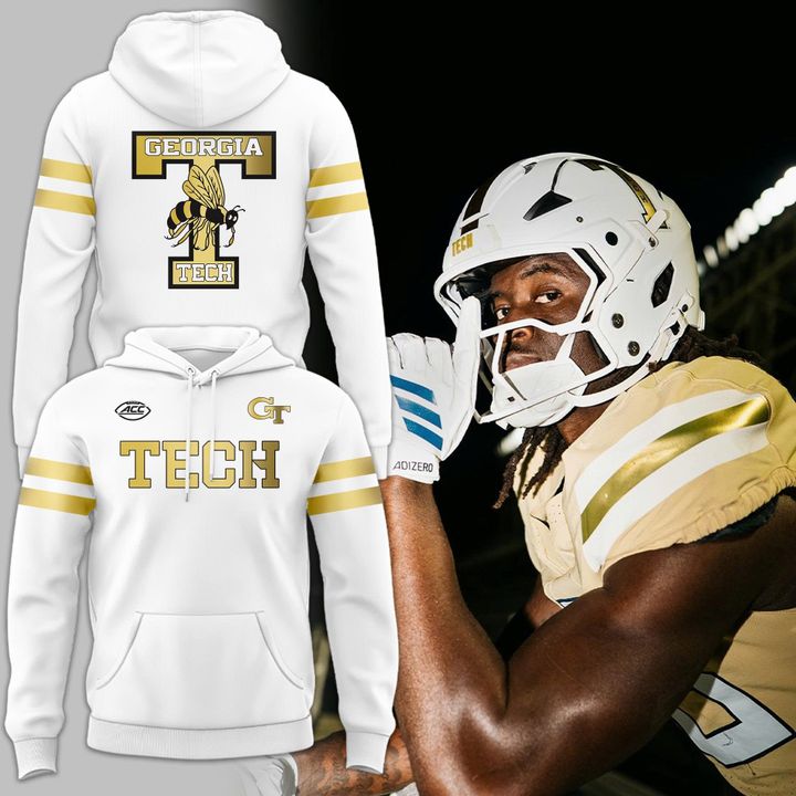 Special Edition Georgia Tech Wordmark Uniform White Hoodie.