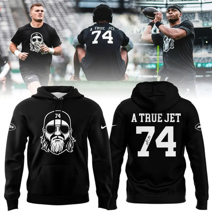 “A TRUE JET 74” hoodie honoring Nick Mangold, legend of the New York Jets for fans