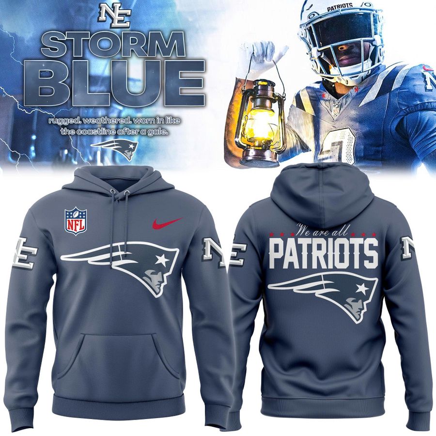 NE Patriots 2025 Rivalries Nor’Easter Storm Blue Hoodie  V2