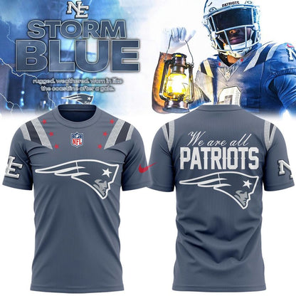 NE Patriots 2025 Rivalries Nor’Easter Storm Blue T-Shirt