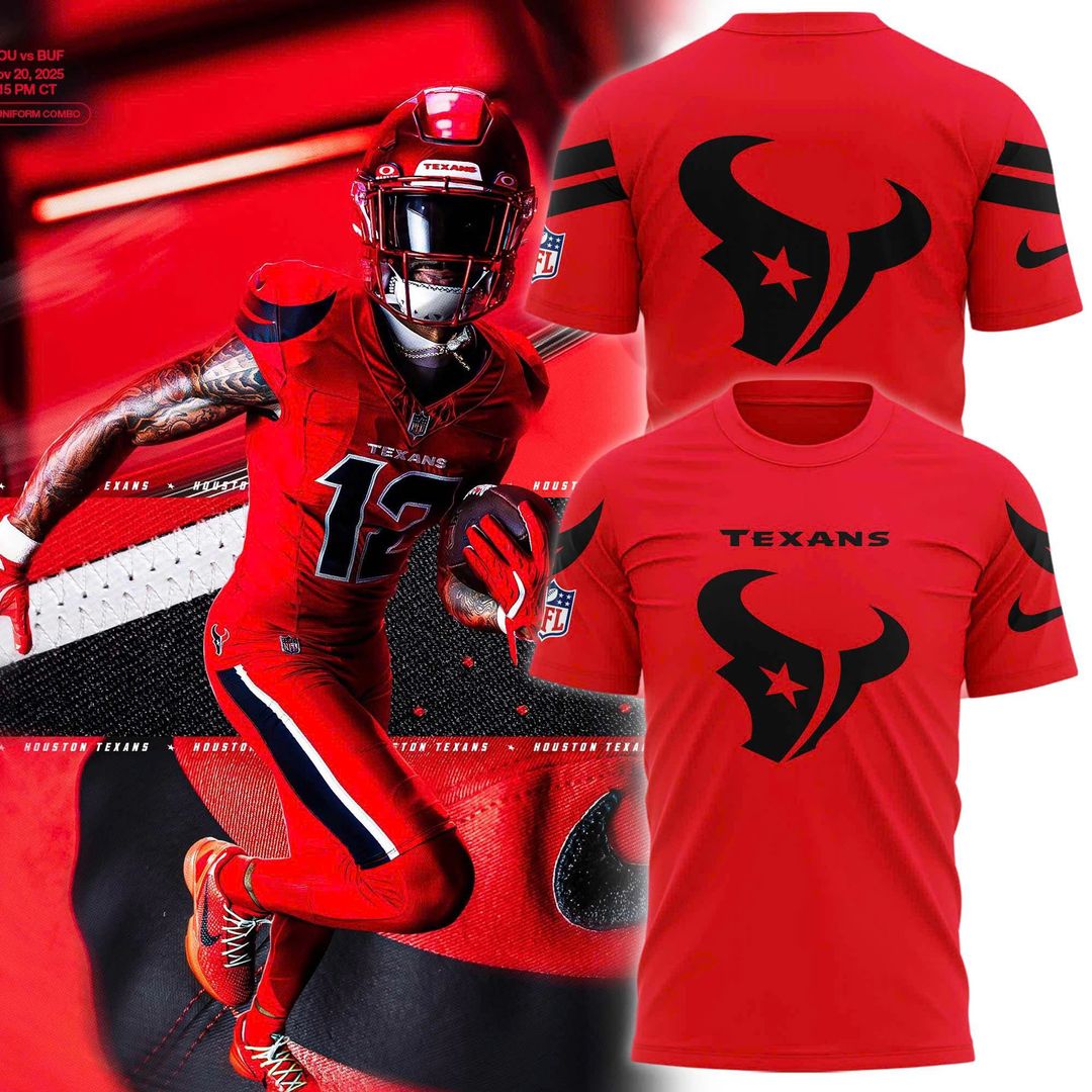 Houston Texans Battle Red 2025 Combo T-Shirt