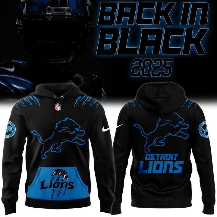 Men's Nike Back In Black Detroit Lions 2025 Hoodie(V8)